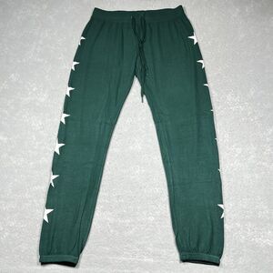 Aqua Jogger Pant Womens Size Medium Green White Comfort Lounge Inseam 30in